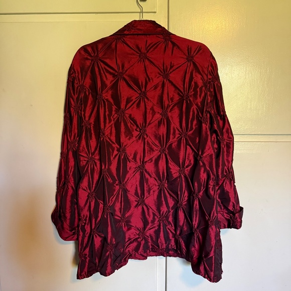 Vintage Connie's Moonlight Burgundy Taffeta Jacket Size Large Lagenlook Evening - Picture 9 of 13